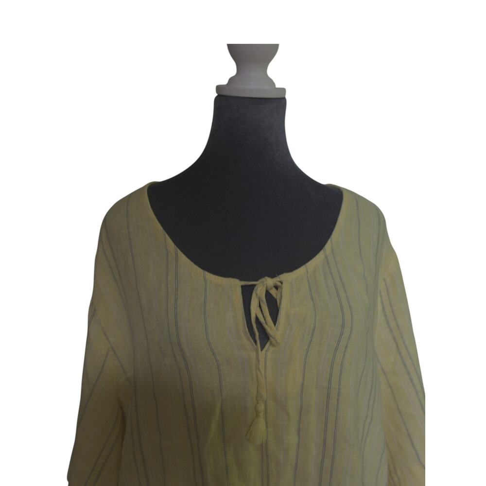 Universal Thread XL Butter Yellow Stripe Tassel Tie Bell Sleeve Top NWT - Picture 6 of 15